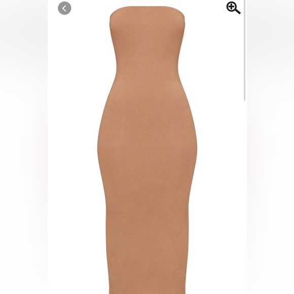 NWT Pretty Little Thing Basic Camel Midmaxi Dress size 12 US NWT - Picture 2 of 3